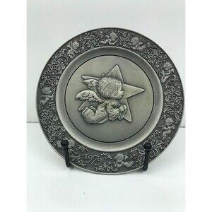 Vintage Hallmark Fine Pewter 1979 Little Angel Plate - USA Made